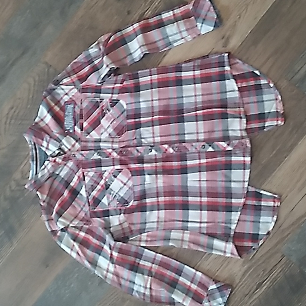 Affliction Button Down Split Back Long Sleeve Shi… - image 1